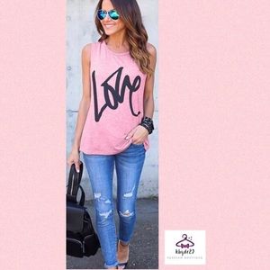 🌺”Love” Pink Tank Top